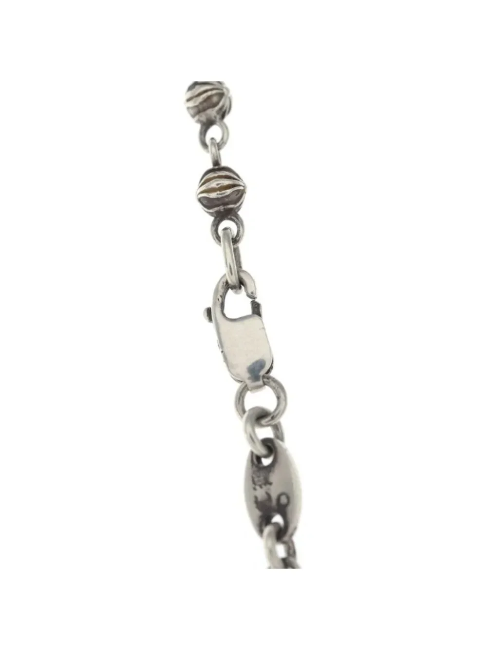 Chrome Hearts Tiny Cross Ball Beaded Chain Beads Necklace Silver